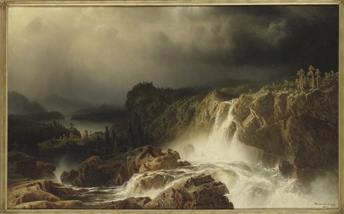 Rocky Landscape with Waterfall, 1859, Marcus Larson