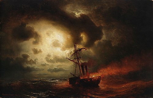 Burning Steamship, 1857, Marcus Larson