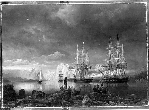 Der Hafen von Stavanger bei Abendbeleuchtung, 1860, Marcus Larson