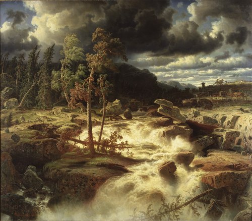 Waterfall in Småland, 1856, Marcus Larson