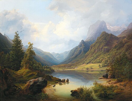 A view of Hintersee with Reiteralm, 1846, Anton Schiffer