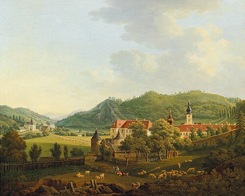 Open Landscape with Monastery, 1876, Anton Schiffer