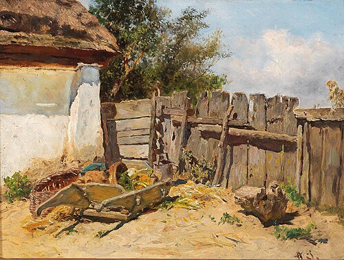 In the Farmhouse Garden, 1906, Anton Schrodl