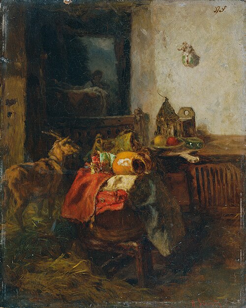 Bauernzimmer mit einem Stillleben, , Anton Schrodl