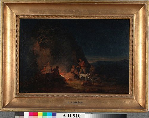 Jägare vid stockeld, 1813, Aleksander Lauréus
