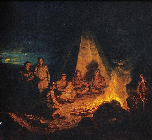 Lapps around a Fire, 1813, Aleksander Lauréus