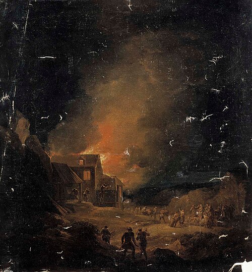 Ett brinnande hus, 1813, Aleksander Lauréus