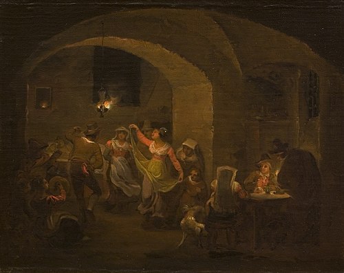 Dancing scene in an Italian Inn, 1822, Aleksander Lauréus