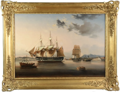 L'Etoile et La Belle Poule en port de Toulon par mer calme, 1871, Barthélemy Lauvergne