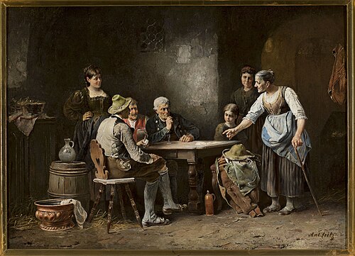 La Scène à l'auberge., 1850, Anton Seitz
