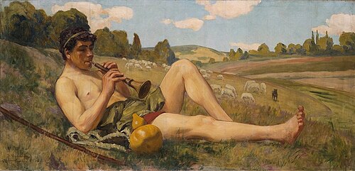 Shepherd Playing the Flute, 1903, Samuel Hirszenberg