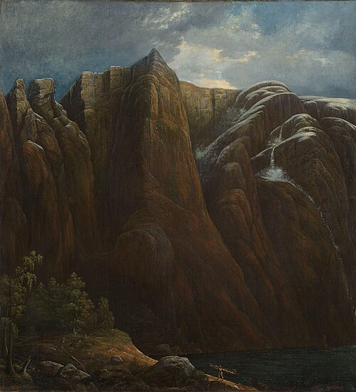 The Mountain Kallali in Lysefjorden, 1820, Carl Peter Lehmann