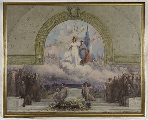 Esquisse pour la salle municipale de la rue Paul-Bert, Saint-Mandé : Allégorie aux morts de la premi, 1921, Julien Louis Tavernier