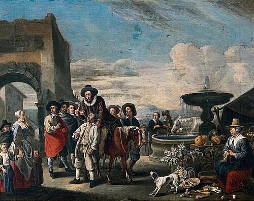 An Italian Marketplace with a Toothdrawer on Horseback, , Hendrick Mommers