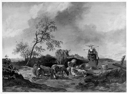Weidelandschaft mit Vieh und Hirtin, 1658, Hendrick Mommers