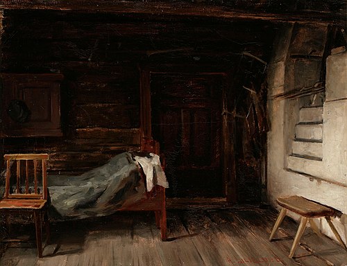 Stugnteriör, studie, 1875, Arvid Liljelund