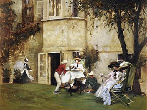 Tea In The Garden, , Albert Chevallier Tayler