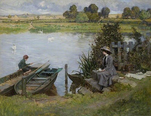 The Thames at Benson, Oxfordshire, , Albert Chevallier Tayler