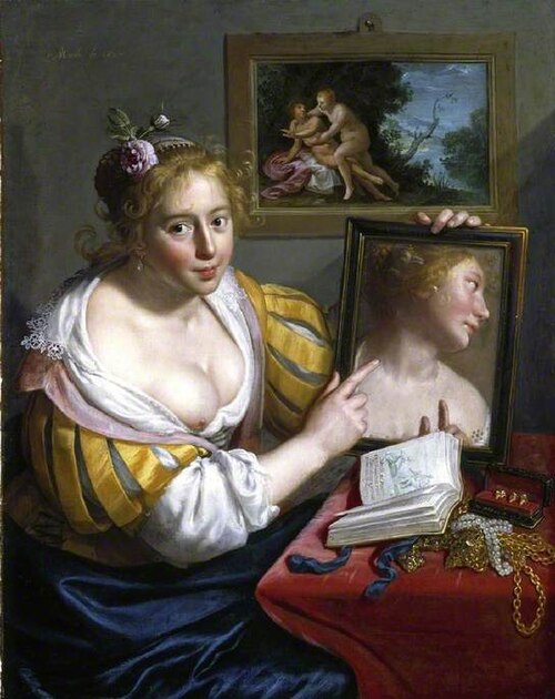 A girl with a mirror, an allegory of Profane Love, 1627, Paulus Moreelse