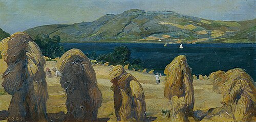 Atterseelandschaft mit Getreidemandln, 1904, Anton Ritter Von Kenner