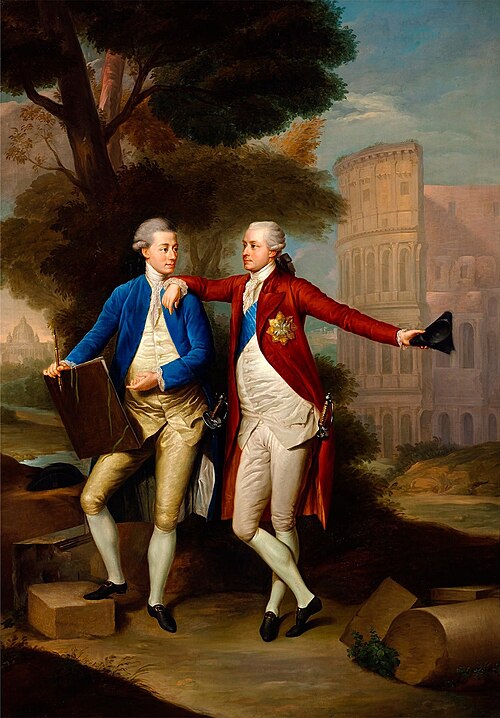 Portrait des frères François et Casimir Rzewuski devant le Colisée, 1772, Anton von Maron
