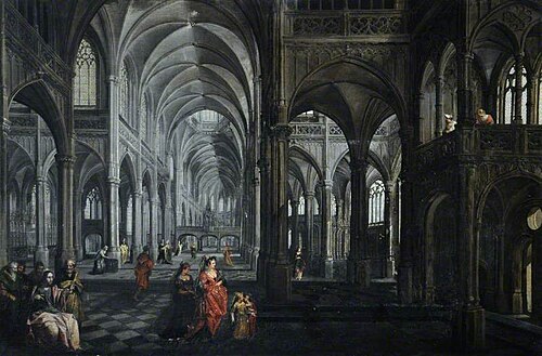 Interior of a Cathedral with Christ and the Four Apostles, , Pieter Neefs l'Ancien