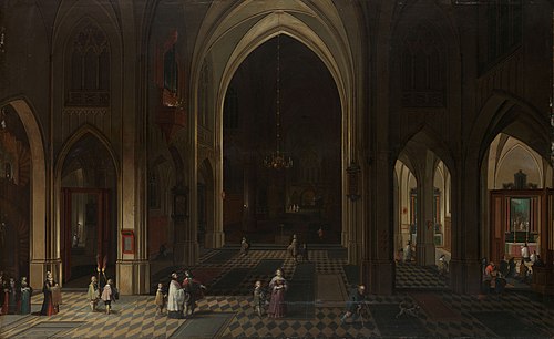 A church interior by candlelight, 1636, Pieter Neefs l'Ancien