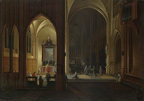 An Evening Service in a Church, 1649, Pieter Neefs l'Ancien