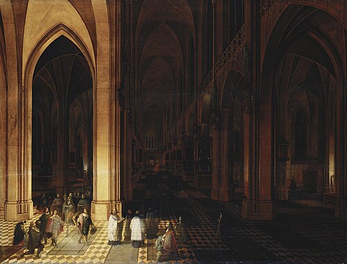 The Interior of Antwerp Cathedral by Night, 1640, Pieter Neefs l'Ancien