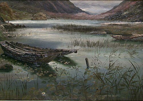 Lake with Boats. Copy after Fearnley, 1839, Bernt Lund