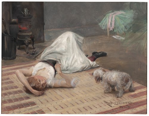 Model having a cigarette, 1890, Robert Lundberg