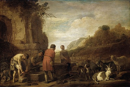 The meeting of Jacob and Rachel, 1638, Nicolaes Cornelisz Moeyaert