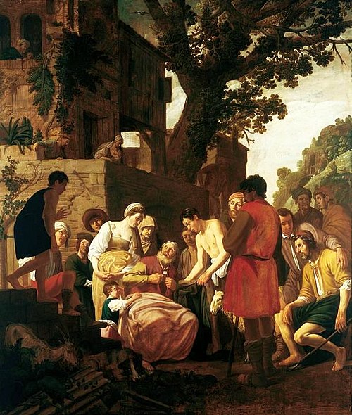 Jacob reçoit le manteau ensanglanté de Joseph, 1624, Nicolaes Cornelisz Moeyaert