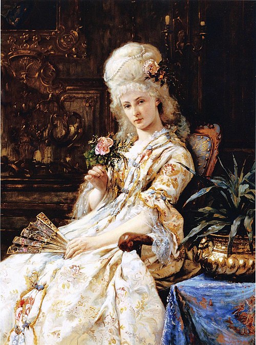 Nainen 1700-luvun puvussa, 1884, Erik Johan Löfgren