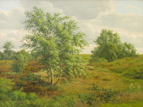 Summer landscape with birch trees., 1882, Andreas Peter Madsen