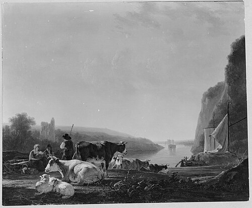 Dutch River landscape with cows, 1781, Jacob van Strij