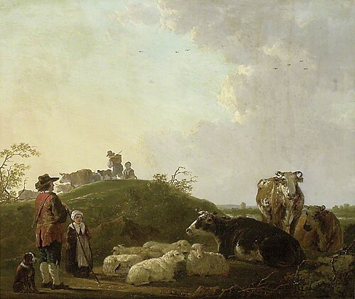 Landscape with Figures, Cattle and Sheep, , Jacob van Strij