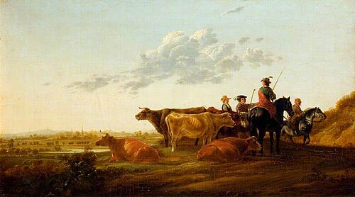 Landscape with Horsemen and Cattle, , Jacob van Strij