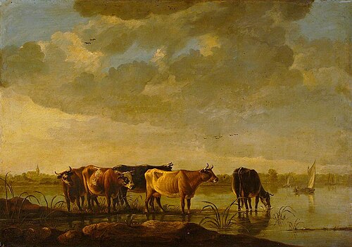 Cows by a River, , Jacob van Strij