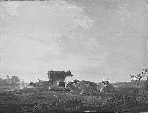 Cattle resting on a bank, 1793, Jacob van Strij