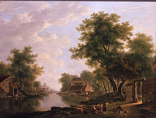 Landschap met rivier en geboomte in de omgeving van Dordrecht, 1810, Jacob van Strij