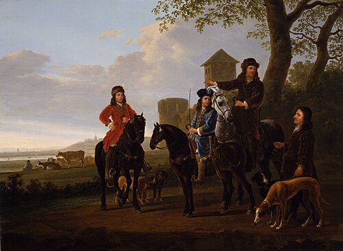 Equestrian Portrait of Cornelis (1639–1680) and Michiel Pompe van Meerdervoort (1638–1653) with Thei, 1794, Jacob van Strij