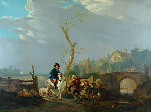 Landschap met figuren, , Jacob van Strij