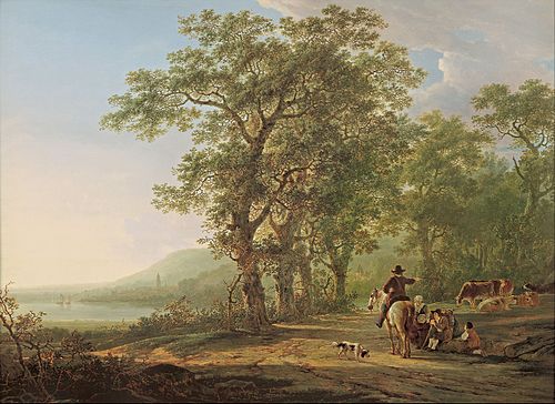 Figures in a forest landscape, 1790, Jacob van Strij