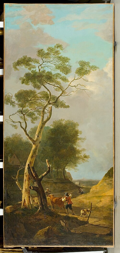 Heuvelachtig landschap met veedrijver, , Jacob van Strij