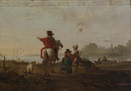 Dutch Landscape with Figures, 1785, Jacob van Strij