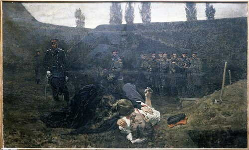 Scene of shooting of the insurgent on the Citadel's hills., 1924, Antoni Piotrowski