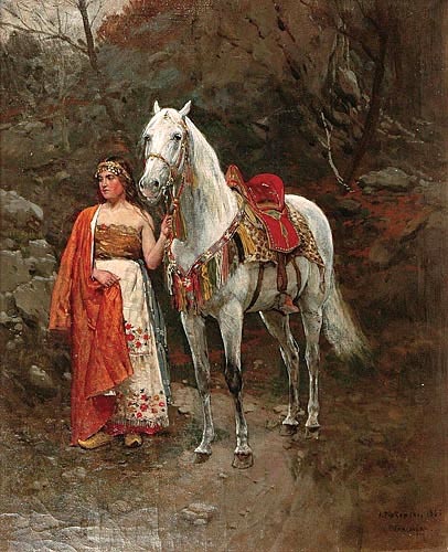 Girl with a horse, 1885, Antoni Piotrowski