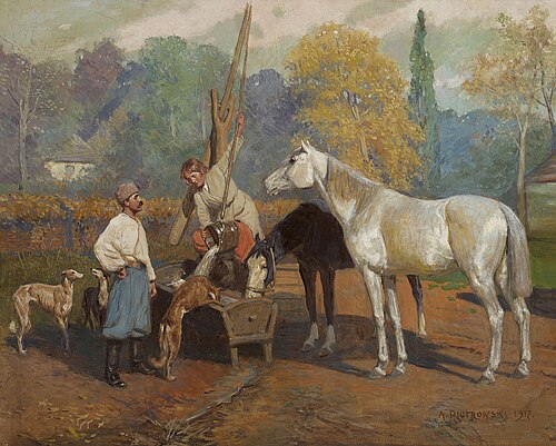 Przy studni, 1917, Antoni Piotrowski