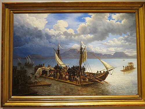 La Captura de Guatimoc (Cuauhtémoc) en la Laguna de Texcoco, 1881, Luis Coto